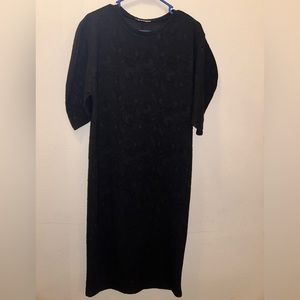(S) Zara Woman Basic Collection Classic Black Dress with Floral Design